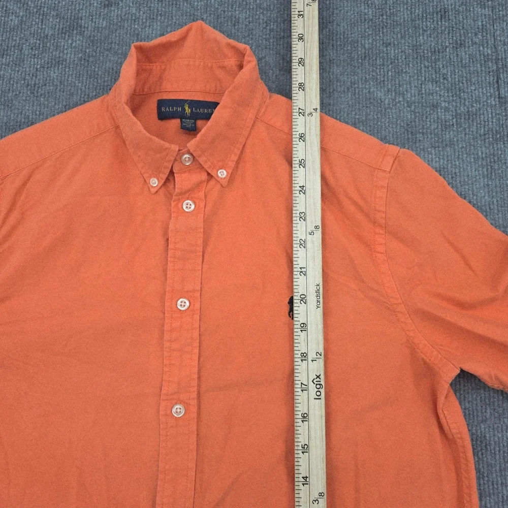 Ralph Lauren Boys XL 18-20 Orange Cotton Button Down Long Sleeve Shirt Pony Logo